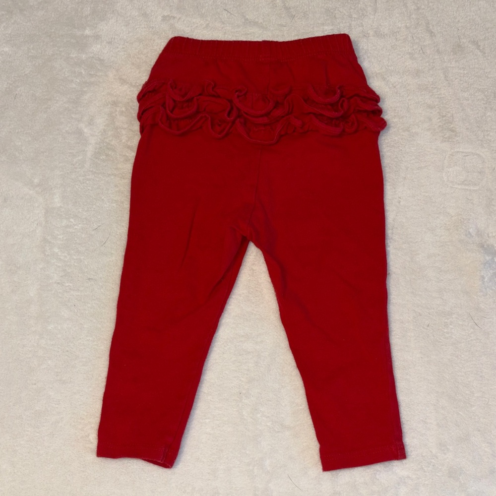 old navy Red Ruffle Back Leggings 12-18 months baby girl
